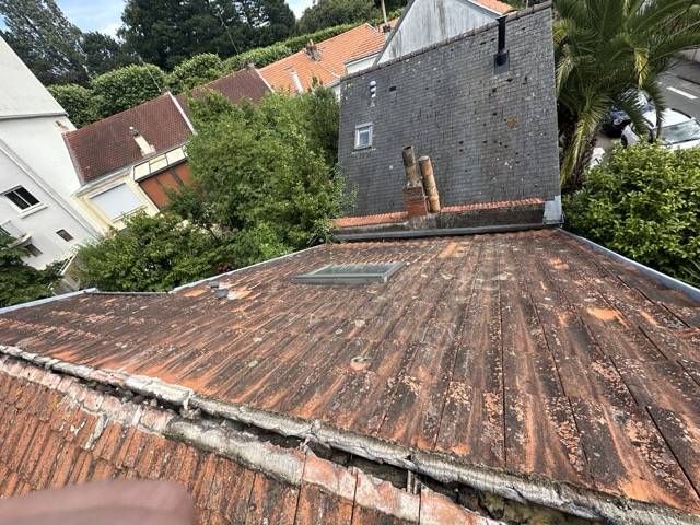 Ancienne toiture, abîmée, versant Nord