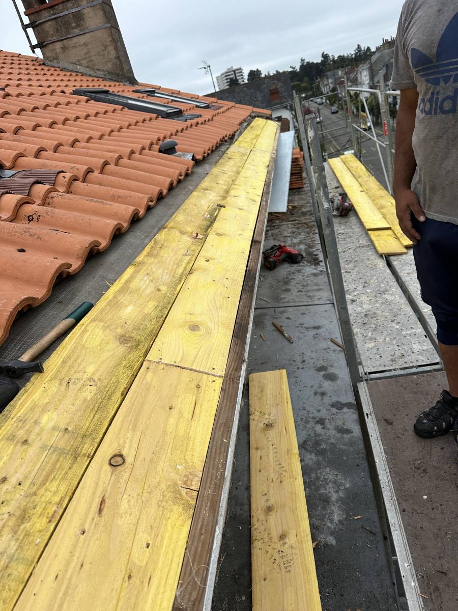 Dépose de l'ancienne gouttière en zinc